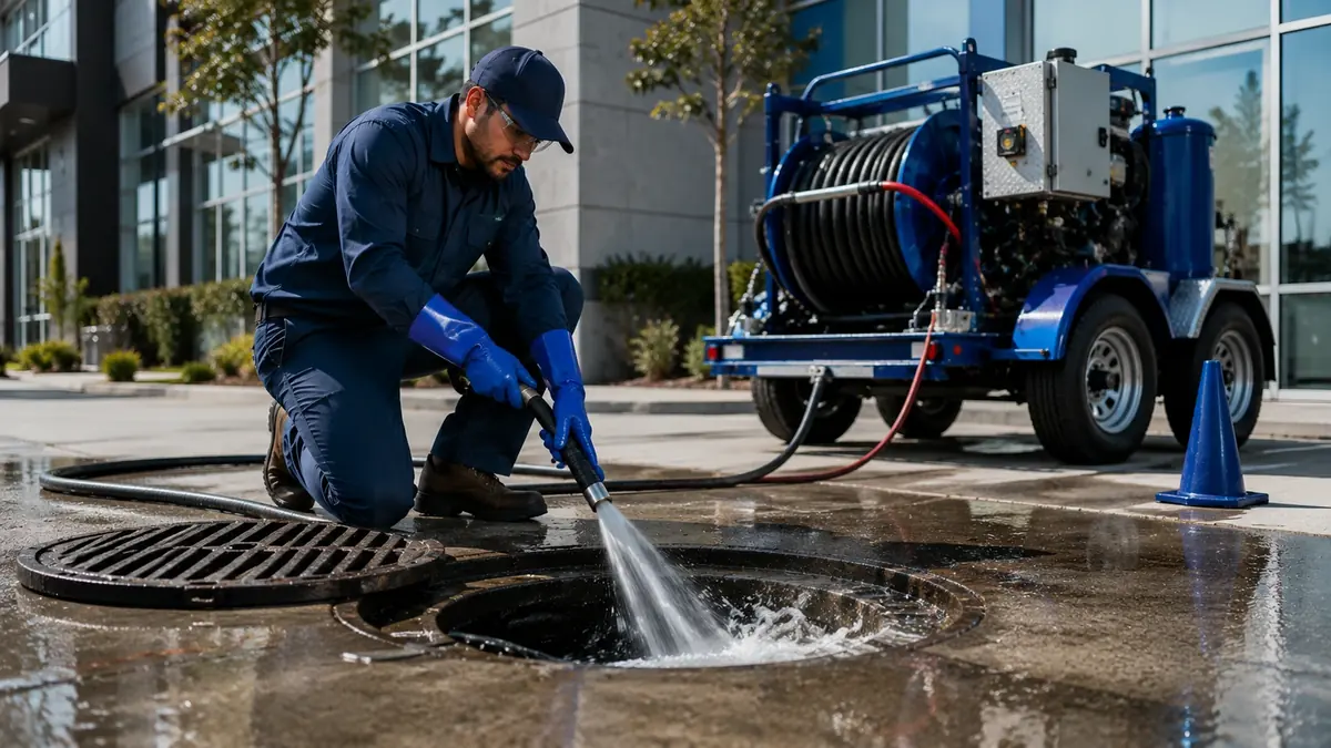 Commercial Hydro Jet Drain Cleaning in Badger