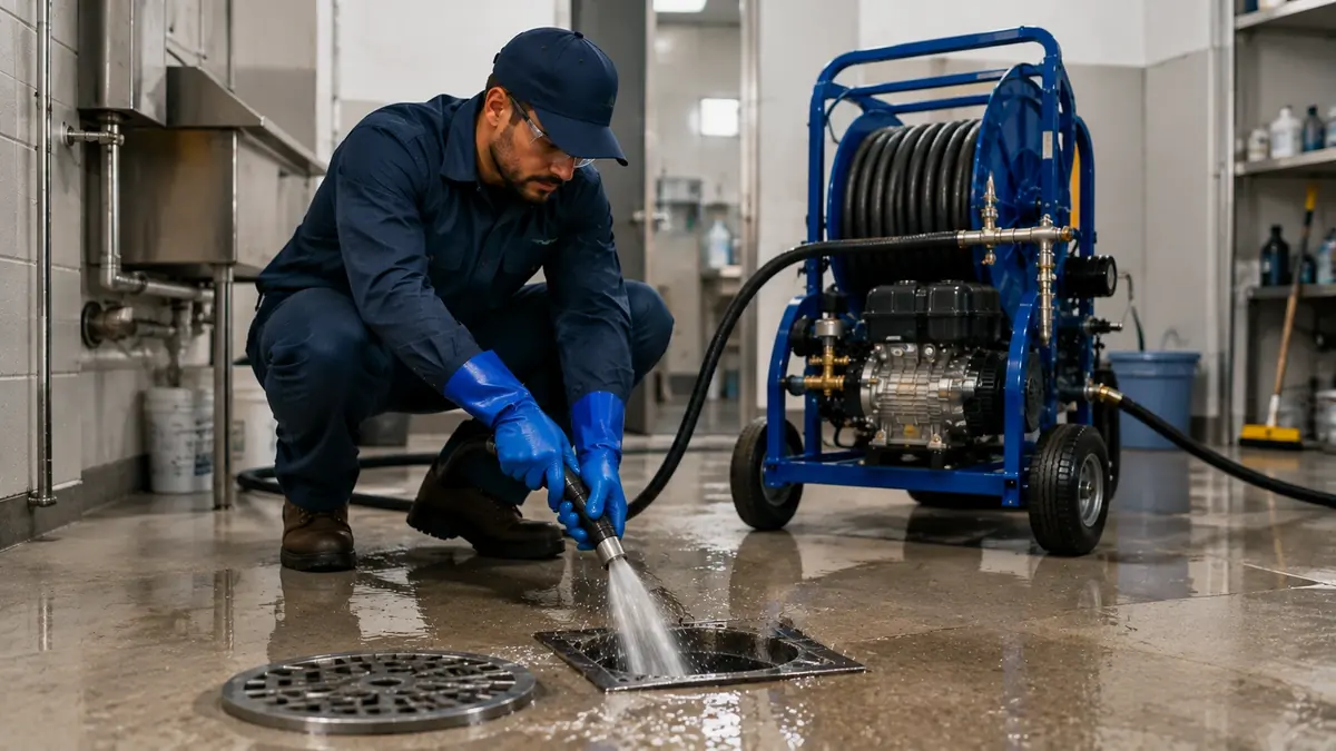 Floor Drain Hydro Jet Cleaning in Badger
