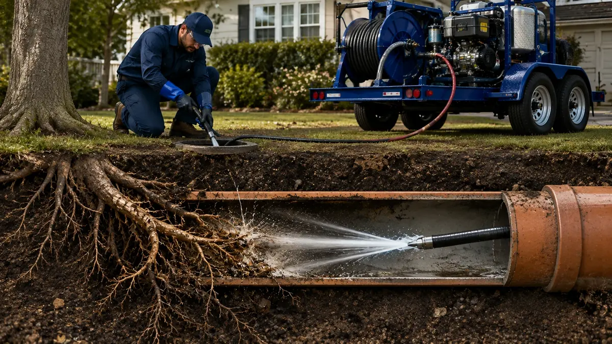 Tree Root Removal with Hydro Jetting in Badger